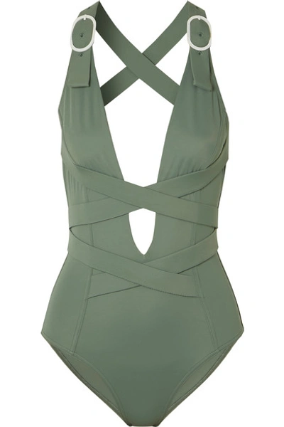 Medina Seaquest Buckled Swimsuit In Army Green