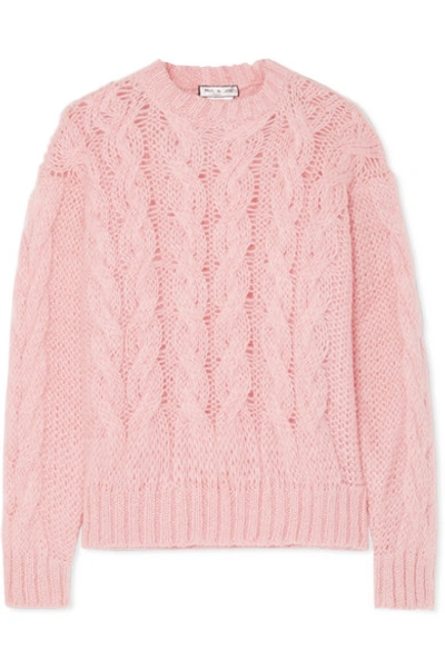 Paul & Joe Cable-knit Mohair-blend Sweater In Pink