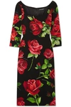 DOLCE & GABBANA FLORAL-PRINT SILK-BLEND CHIFFON DRESS