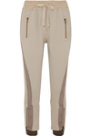 HAIDER ACKERMANN CROPPED PANELED COTTON-JERSEY TAPERED TRACK PANTS