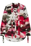 ALEXANDER MCQUEEN PUSSY-BOW FLORAL-PRINT SILK CREPE DE CHINE BLOUSE