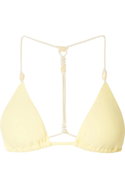 Vix Sunkisses Julie Bead-embellished Triangle Bikini Top In Pastel Yellow