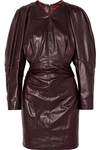 ISABEL MARANT CELINI RUCHED LEATHER MINI DRESS