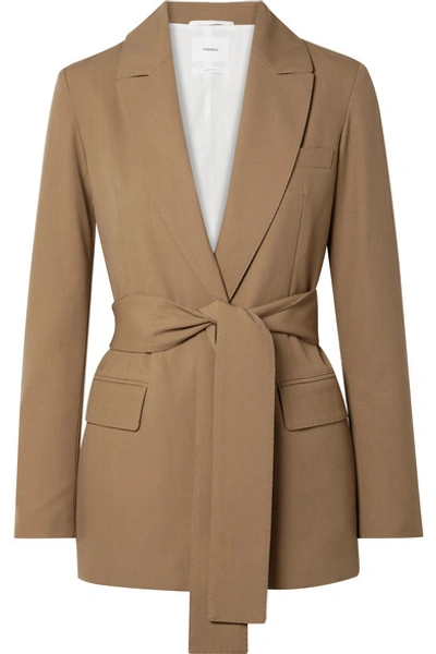 Casasola Belted Grain De Poudre Wool Blazer In Camel