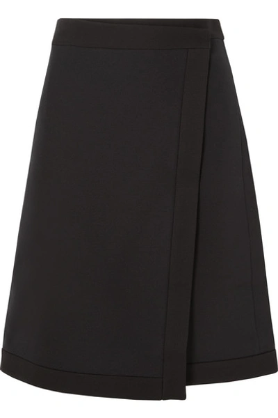 The Row Narata Wool And Silk-blend Wrap Skirt In Black