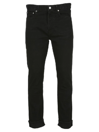 Saint Laurent Straight Leg Jeans In Deep Black