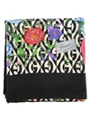 GUCCI SILK SCARF WITH FLORA AND G RHOMBUS PRINT,11035746