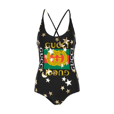 Gucci Black Logo-print Swimsuit