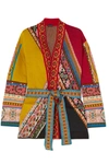 ETRO BELTED WOOL-BLEND JACQUARD CARDIGAN