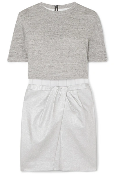 Rta Naomi Jersey, Metallic Canvas And Stretch-knit Mini Dress In Silver