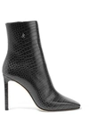 JIMMY CHOO MINORI 100 EMBELLISHED CROC-EFFECT LEATHER ANKLE BOOTS