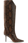 JIMMY CHOO BRELAN 85 SNAKE-EFFECT LEATHER KNEE BOOTS