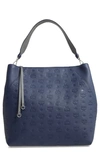 Mcm Large Klara Monogram Leather Hobo In Navy Blue