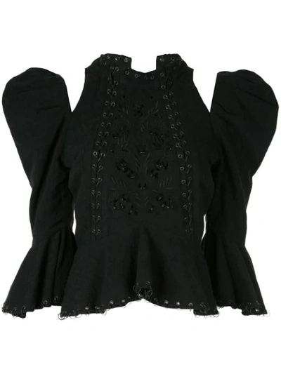 Acler Doland Laced Linen Top In Black