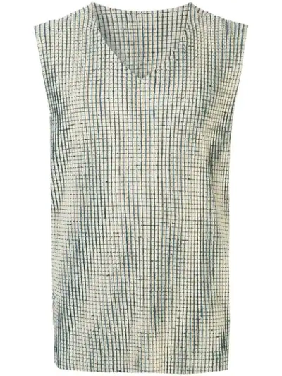 Issey Miyake Pleated Tank Top In White