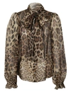 Dolce & Gabbana Pussy-bow Leopard-print Silk-chiffon Blouse In Leo New