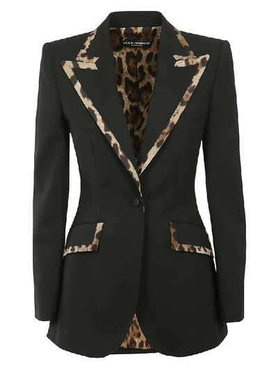 Dolce & Gabbana Leopard Print Blazer In Black