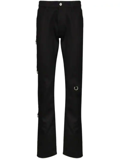 Raf Simons Ring-embellished Slim-fit Jeans In Black