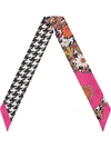 GUCCI SILK NECK BOW WITH RETRO FLOWERS AND HOUNDSTOOTH