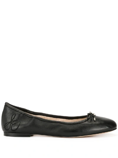 Sam Edelman Felicia Womens Metallic Leather Ballet Flats In Black