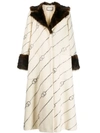 GUCCI FUR COLLAR MONOGRAMMED COAT