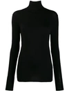 Majestic Stretch Jersey Turtleneck Top In Black