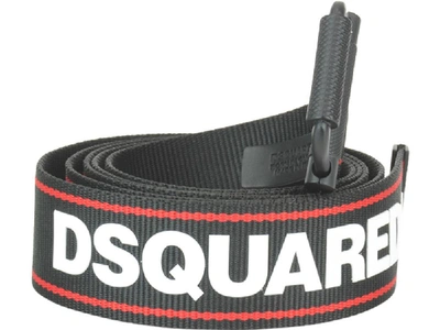Dsquared2 Logo Striped Belt In Black