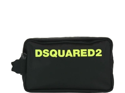 Dsquared2 Zipped Logo Toiletry Bag In Black