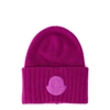 MONCLER MONCLER LOGO PATCH RIBBED BEANIE