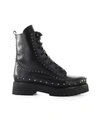 PINKO CINGOLI BLACK LEATHER COMBAT BOOT,11036731