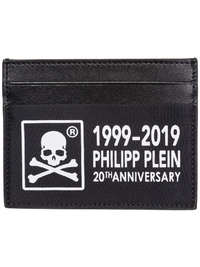 Philipp Plein Men's Genuine Leather Credit Card Case Holder Wallet Anniversary 20th In Black