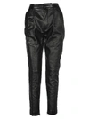 SAINT LAURENT HIGH WAISTED LEATHER TROUSERS,11037882