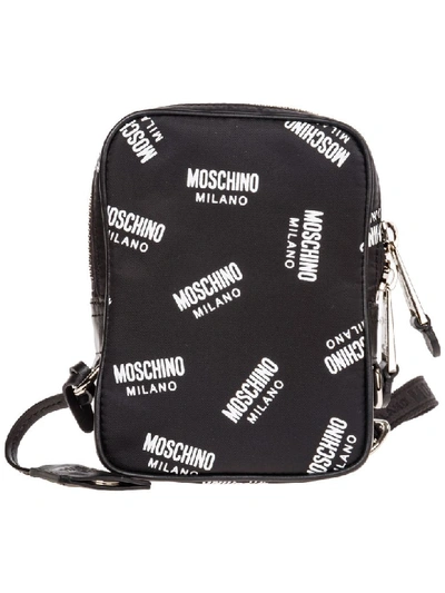 Moschino Men's Nylon Cross-body Messenger Shoulder Bag In Nero