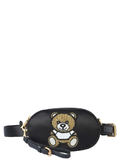 Moschino Beaded Teddy Bear Pouch In Nero