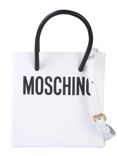 Moschino Shopper Bag With Logo In Bianco