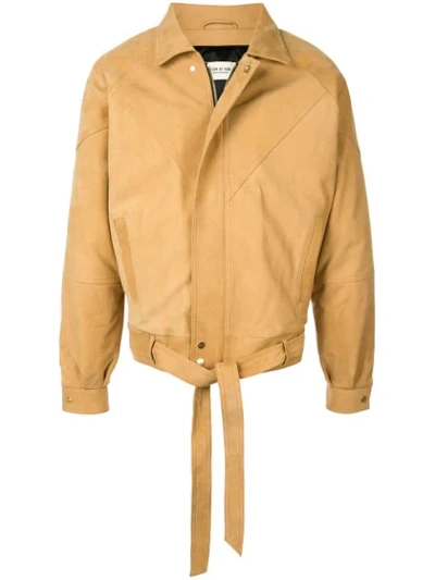 Fear Of God Belted Panelled Nubuck Jacket In Neutrals