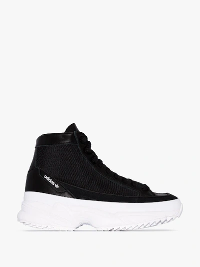 Adidas Originals Adidas Black Kiellor Xtra High Top Sneakers In Black & White