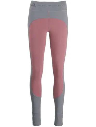 Adidas By Stella Mccartney Comfort Two-tone Stirrup-ankle Leggings In Blush Mauve-smc/grey
