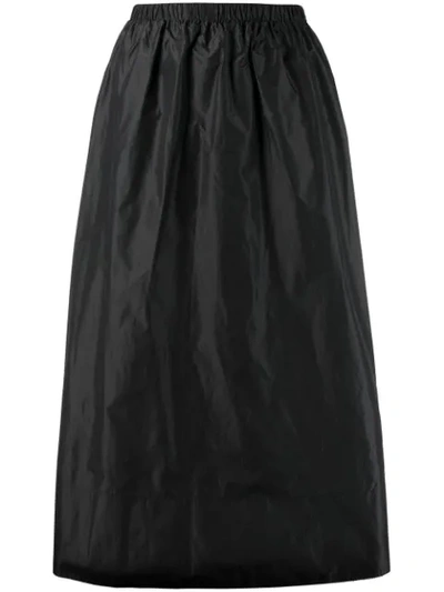 The Row Tilia Leather A-line Skirt In Dark Navy