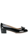 Ferragamo Vara Bow-embellished Patent-leather Pumps In Black