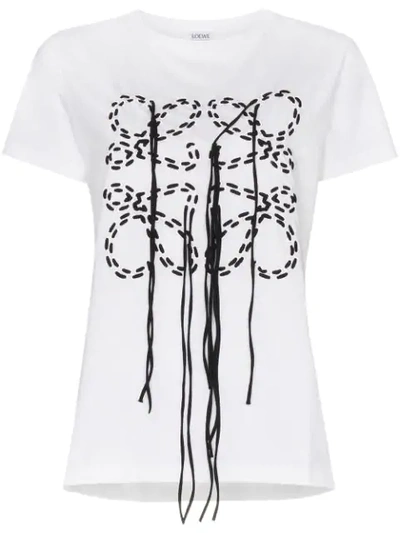 Loewe Logo Embroidered Cotton Jersey T-shirt In White