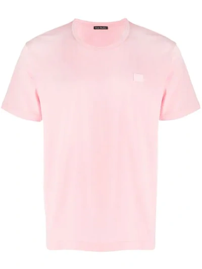 Acne Studios Nash Face Crew Neck T-shirt In Pink