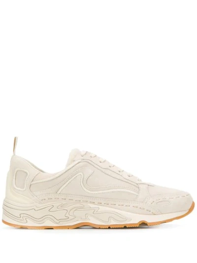 Sandro Flame Leather And Mesh Trainers In Neutrals