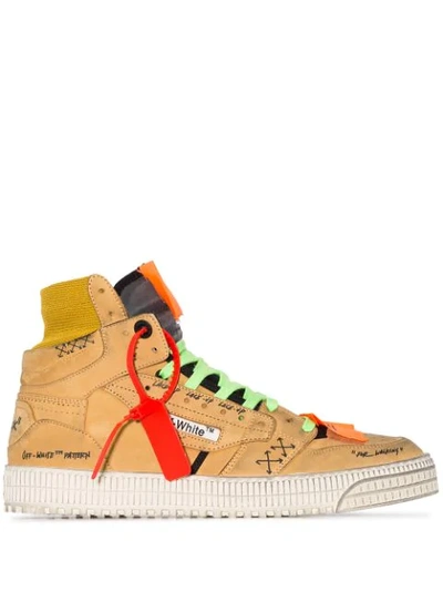 Off-white Off Court 3.0 Leather And Canvas High-top Sneakers In Yellow