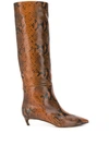 Jimmy Choo Maxima 35 Python-effect Leather Knee-high Boots In Brown
