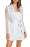 Flora Nikrooz Showstopper Charmeuse Lace Robe In Artic Ice