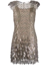 Alberta Ferretti Embellished Techno Mini Dress In Grey