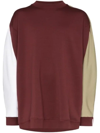 Y/project Y / Project Winged Stripe Colour Block Jumper In Burgundy