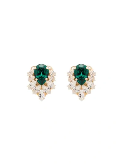 Anton Heunis Crystal Cluster Earrings In Green/gold