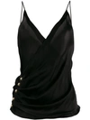 BALMAIN BALMAIN WRAP FRONT TANK TOP - BLACK